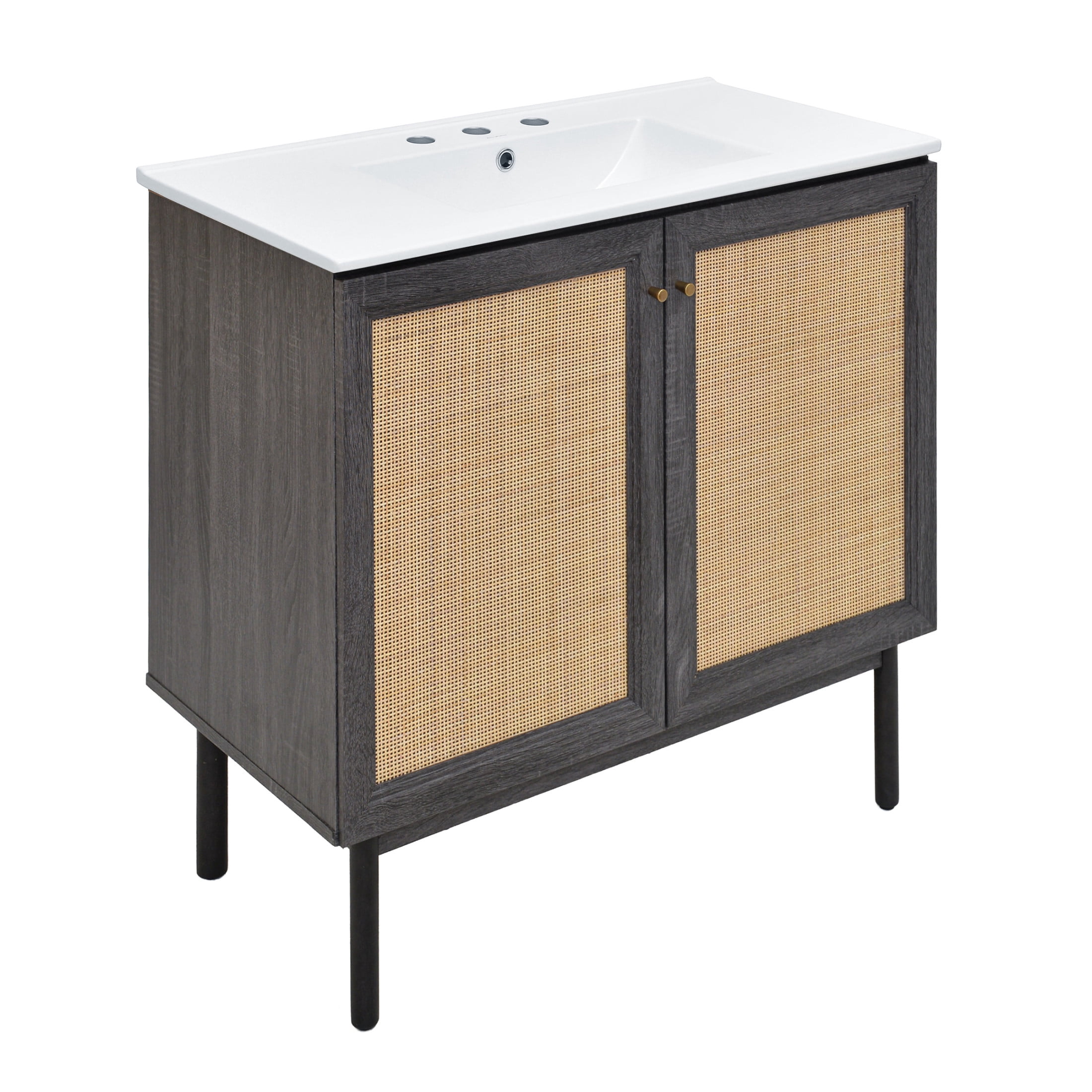 Classe 36" Freestanding Bathroom Vanity in Black Oak with 3-Hole Widespread Sink Top