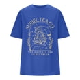 thumbnail image 4 of Graphic Tennis Tees for Women T-Shirts Oversized Graphic Tee for Women Casual Tops with Print Design Comfortable Blend Everyday Wear Blue M, 4 of 5