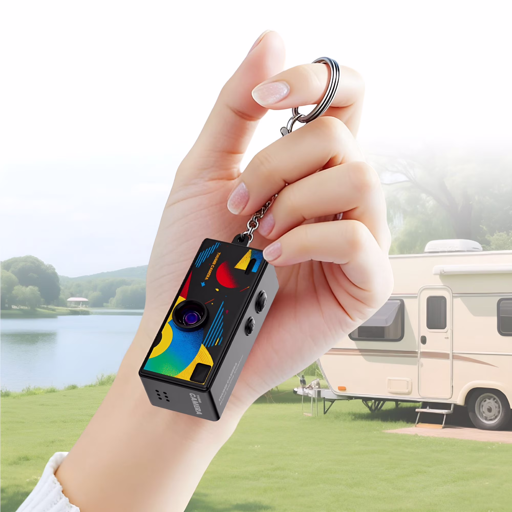 1984 Retro Mini Thumb Camera Keychain, Nostalgic Pocket-Sized Camera Accessory, Portable Vintage Keychain Cam(Red)- Included  16G Memory Card