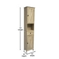 thumbnail image 6 of BizChair Farmhouse Freestanding Bathroom Linen Tower Storage Cabinet with Magnetic Close Doors, 2 Adjustable Shelves, Open Display Shelf, Drawer in Brown, 6 of 14