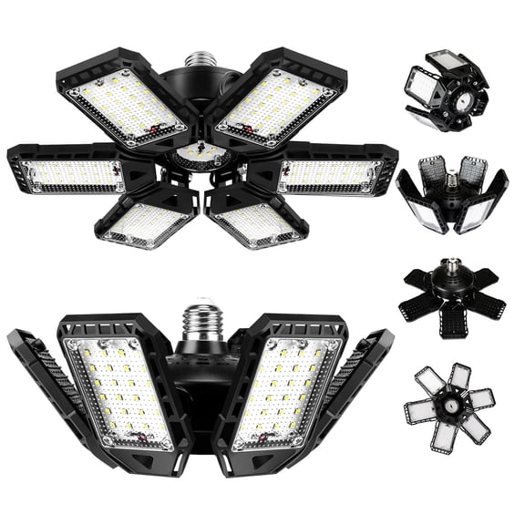 LED Garage Lights Bulb 2 Pack 180W 18000LM 6500K Led Shop Light with 6 Plus 1...