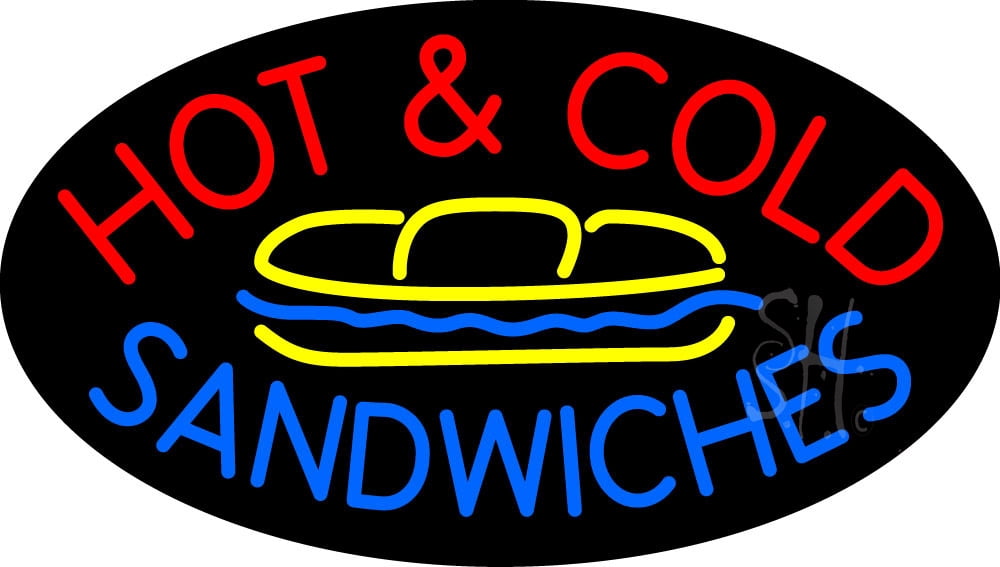 Hot And Cold Sandwiches LED Neon Sign 13 x 24 - inches, Clear Edge Cut ...