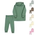 thumbnail image 3 of Atogsazn Toddler Baby Fall Winter Outfits Boys Girls Long Sleeve Hooded Sweatshirt Pants Set Kids Sweatsuit Jogger Clothes Set Brown 3-4 Years, 3 of 3