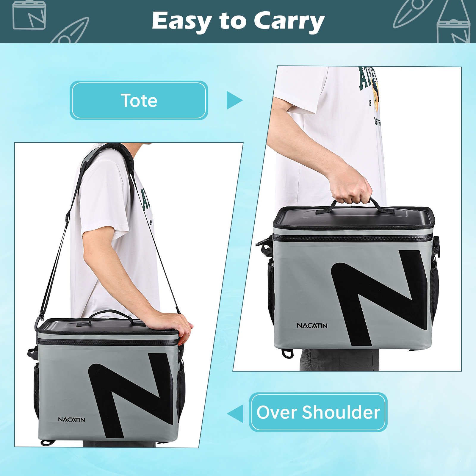 Paddle Board Cooler Bag 48 Can Waterproof SUP Camping Cooler Portable for Kayak Accessories