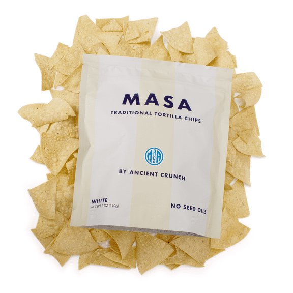 Ancient Crunch Masa White Chips Tortilla Gluten Free Seed Oil-Free Crunchy Corn Chips 6-Pack 5 Oz