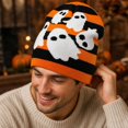 thumbnail image 7 of Voska Funny Halloween Pumpkin Skull Jacquard Knitted Pullover Hat Warm Woolen Festival Beanie for Autumn and Winter B One Size, 7 of 7