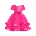 thumbnail image 1 of Girls Dress Short Sleeve Deep Pink Wedding Party Pageant 6 Years, 1 of 4