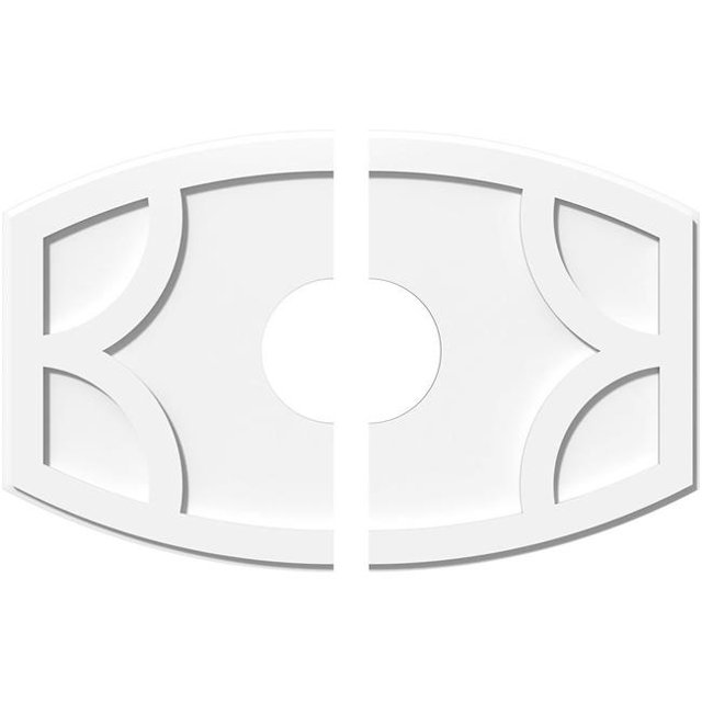 Ekena Millwork CMP32X21KY2-07000 7 in. ID x 17.25 in. Rectangle Kailey Architectural Grade PVC Contemporary Ceiling Medallion - 2 Piece