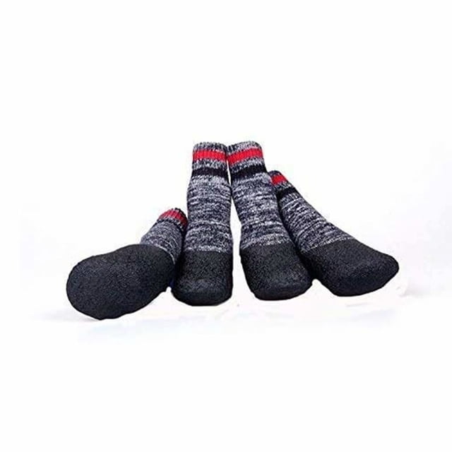 2 pares de calcetines antideslizantes para perros, zapatos para perros, botas protectoras de goma para perros grandes, otoño e invierno, talla L
