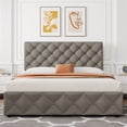 thumbnail image 4 of Bingirl Queen Size Bed Frame with 4 Storage Drawers, Linen Upholstered Platform Bed Frame with Adjustable Headboard, Diamond Stitched Button Tufted, 4 of 9