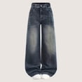 thumbnail image 2 of Girls Wide Leg Pants Girls Jeans Elastic High Waisted Wide Leg Baggy Denim Pants with Pockets, 2 of 8