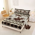 thumbnail image 2 of Erosebridal Brown Cow Print Full Size Sheets, Rustic Farmhouse Bed Sheets, Beige Aztec Decor, 4-Piece 1 Flat Sheet, 1 Fitted Sheet and 2 Pillowcases, 2 of 5
