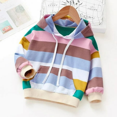 

GYRATEDREAM Toddler Girl Striped Hooded Jacket Coat Pullover Hoodie Outerwear Outfit 2-6T