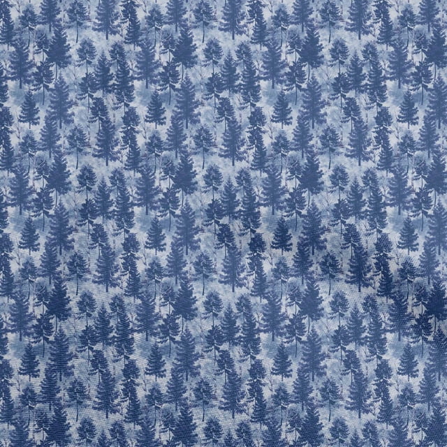 oneOone Tissu Rayonne Bleu Marine Tropical pour Projets de Couture, Imprimés au Mètre, Largeur 56 Pouces
