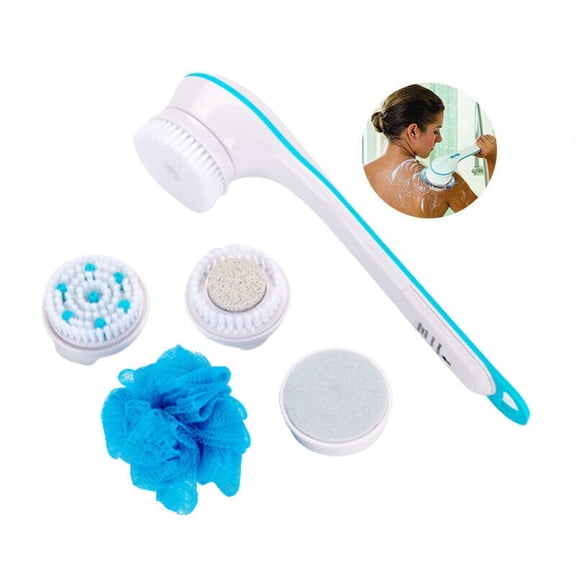 Electric Massage Scrubber Cleaning Bath Body Shower Spinning Spa Brush 5 In 1