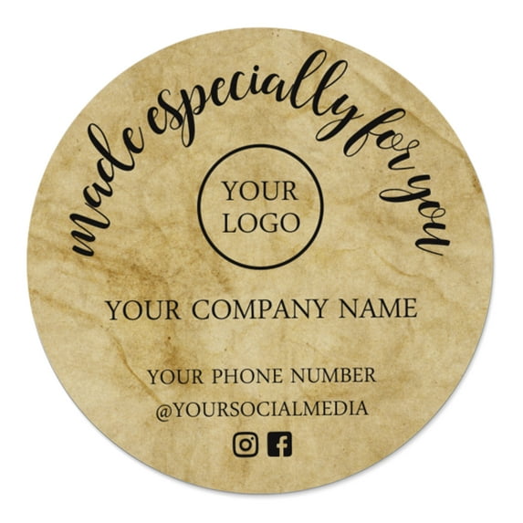 Printtoo Label Stickers for Small Business -50 RoundCustom Vinyl Waterproof Stickers -Personalized Labels for Handmade, Brand Stickers -Marble, 6x6 Inches