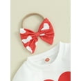 thumbnail image 6 of Elippeo Valentines Day Toddler Baby Girls Outfit Long Sleeve Letters Print Sweatshirt Heart Print Pants Headband Clothes, 6 of 10