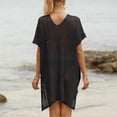 thumbnail image 5 of zaveiop Women's Loose Swimsuit Crochet Sexy V Neck Swim Coverups Bathing Suit Bikini Cover up Vacation Summer Beach Dresses (Black, One Size), 5 of 7
