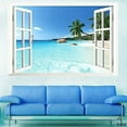 thumbnail image 2 of Large Removable Beach Sea 3D Window Decal WALL STICKER Home Decor Exotic Beach View Art Wallpaper Mural, 2 of 8