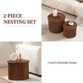 thumbnail image 5 of Wirrytor Round Coffee Table Sets 2 Pieces, Wood Fluted Coffee Table with Storage, for Living Room Bedroom, Apartment(Walnut), 5 of 10