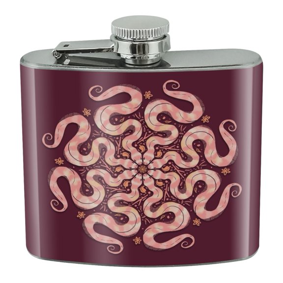 Circle of Snakes Forming a Flower Stainless Steel 5oz Hip Drink Kidney Flask