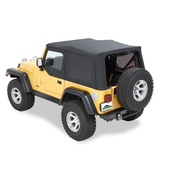 Pavements Ends 51148-35 Soft Top Replay Black Diamond; Automotive Grade Fabric; Uses Factory Doors; Includes Tinted Windows; Does Not Include Sun Roof; Use Factory Hardware