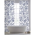 thumbnail image 5 of Vintage Blue Floral Sheer Curtains 108 Inch Long 2 Panels, Farmhouse Flower Pastoral Style Light Filtering Rod Pocket Semi Sheer Curtains, Sheer Voile Drapes for Living Room Bedroom, 52"x108", 5 of 5