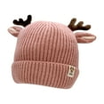 thumbnail image 2 of Dyfzdhu Baby Woolen Hats Antlers Christmas Children Knitted Warm Pink, 2 of 2