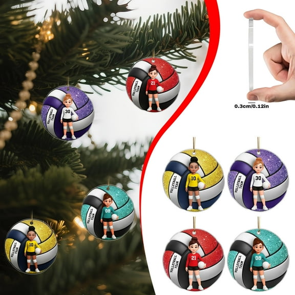 Volleyball Girl Themed 2D Acrylic Christmas Ornament for Tree Decorations, Christmas Decor, Xmas Decorations, Holiday Gift