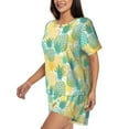 thumbnail image 2 of Naloa Pineapples1 Women's Short-Sleeved Pajama Set, Loungewear, Summer pajamas, Breathable Cozy - Large, 2 of 9