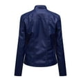 thumbnail image 5 of ZAZYULZ Slim Fit Leather Jacket Womens Thin Lapel Collar Motorcycle Jacket Leather Transitional Jacket(Dark Blue,Xxxxl), 5 of 7