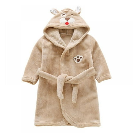 

Boys Girls Fleece Bathrobe Hooded Toddler Soft Fuzzy Robe for Kids