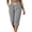 Gray, variant on Ruimatai Women Capri Cropped Pants High Waist Drawstring Elastic Waistband Side Pockets Ribbed Textured Loose Casual Summer Trousers