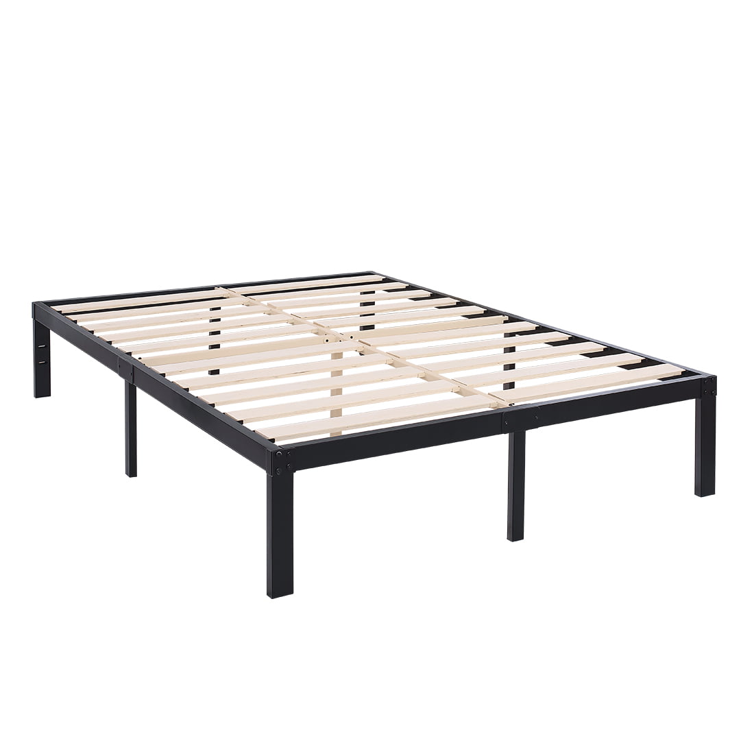 Heavy Duty Slat Bed Frame Multiple Size Metal Platform Black or White Steel 14in 