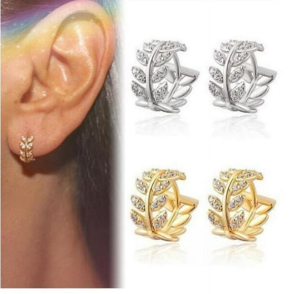 18K Yellow Gold White Gold Crystal Hoop Earrings For Women