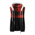 thumbnail image 5 of Oksale Womens Plus Size Plaid Vest Fleece Vests Warm Fluffy Zip Up Hooded Jackets with Pockets Sleeveless Jacket Soft Comfy Fuzzy Coat Mid Length Waistcoat 2025 Red S, 5 of 5