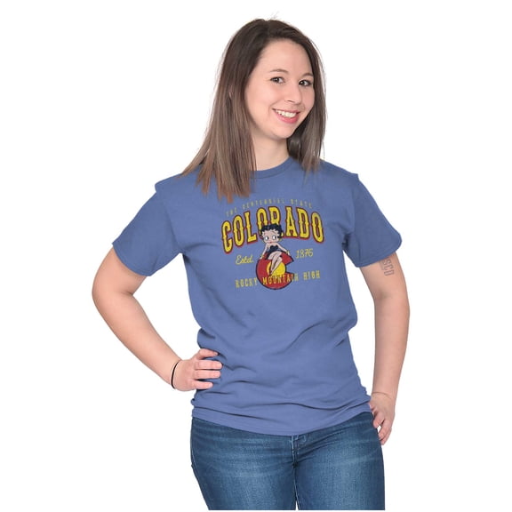 Colorado CO State Pride Betty Boop Women's Graphic T Shirt Tees Brisco Brands S