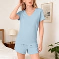 thumbnail image 3 of EnJoCho Girls 2 Piece Summer Outfits Tween Short Sleeve V Neck T Shirt Elastic Waist Shorts Matching Set Pockets Casual Beach Sets, 3 of 9