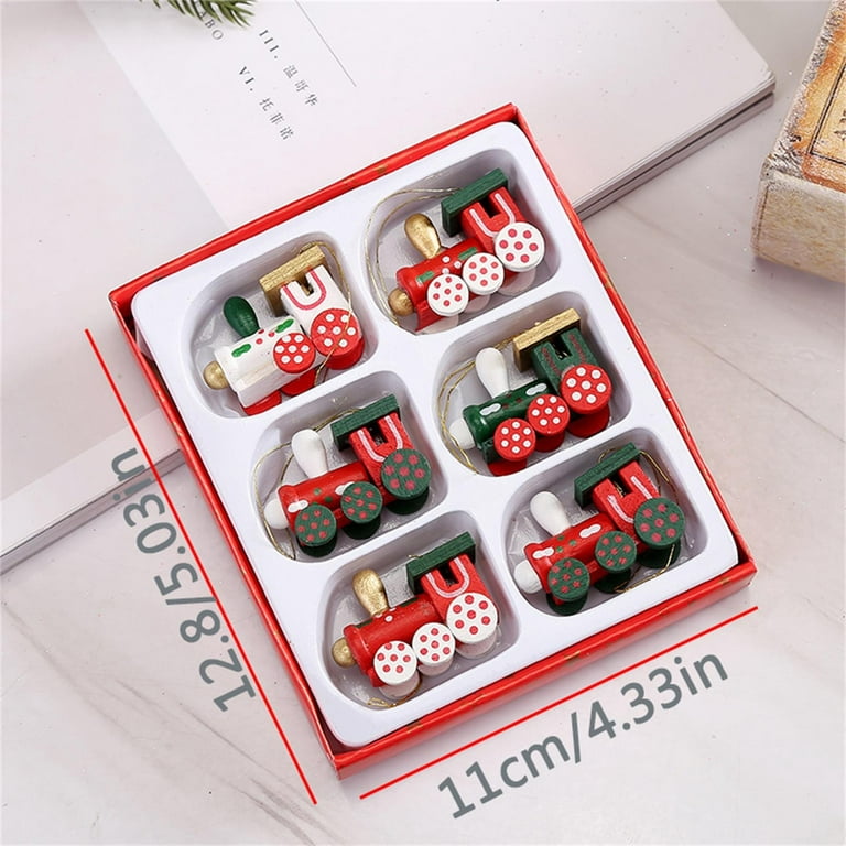 SDJMa 48 Pieces Mini Christmas Ornaments Wooden Ornaments Miniature  Christmas Tree Ornaments Tiny Christmas Pendant Decoration with Holiday  Gift Box for Christmas Tree Decorations 