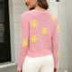 thumbnail image 4 of Suéter de cuello redondo, suéteres para mujer, sudadera de cuello redondo de moda, suéter de punto acanalado, tops para mujer, 4 of 4