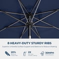 thumbnail image 4 of 9ft Outdoor Patio Umbrella - Market Table Pool Deck Umbrella UPF50+ UV Protection with Push Button Tilt, Crank and 8 Sturdy Ribs (Navy Blue, No base), 4 of 12