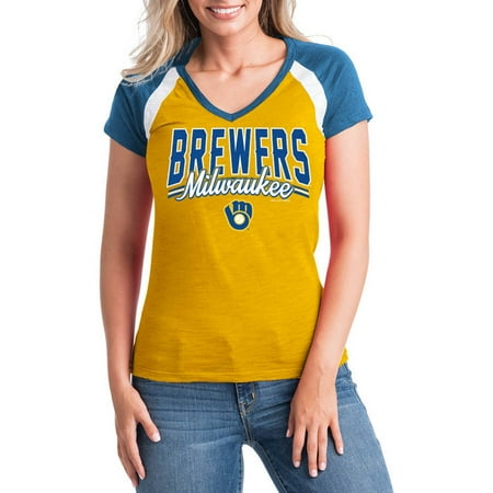 - MLB Milwaukee Brewers Women's Short Sleeve Team Color Graphic Tee