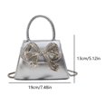 thumbnail image 2 of Bolso elegante con lazo de diamantes de imitación de PU para mujer bolso de noche con solapa y correa de cadena, 2 of 9
