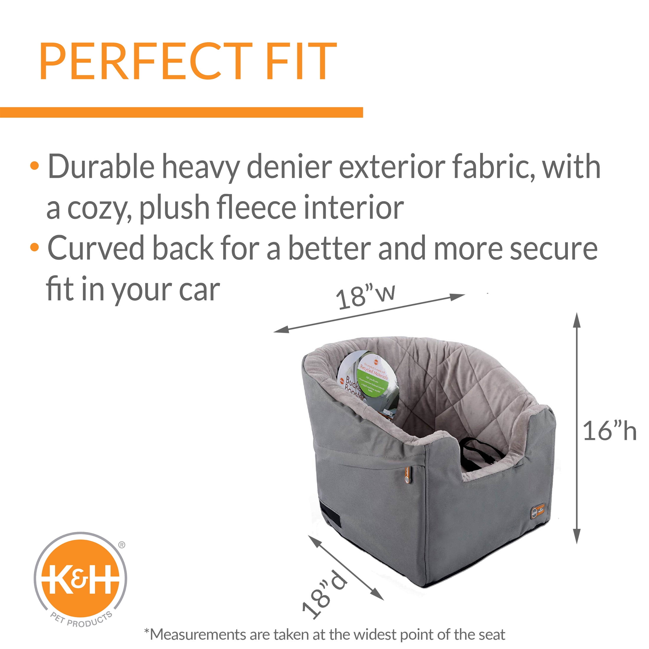 K&H Pet Products Bucket Booster Dog Car Seat Knockdown Gray/Gray Small