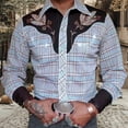 thumbnail image 6 of TNOBHG Men Long-sleeve Shirt Men's Vintage Western Cowboy Print Long Sleeve Shirt Slim Fit Casual Business Cardigan Coat Slim Fit Shirt, 6 of 8