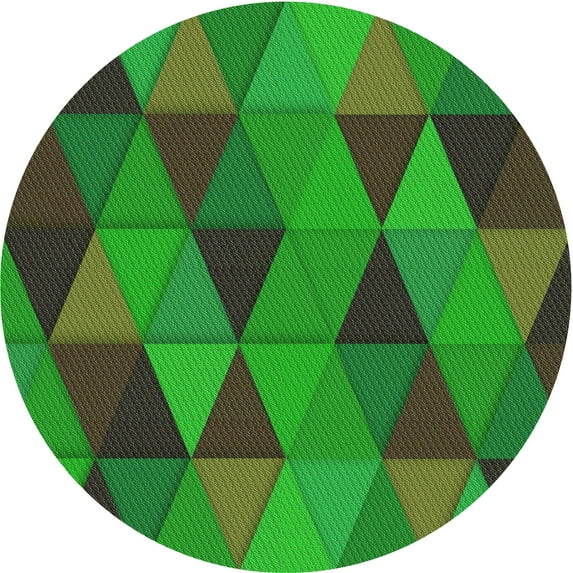 Ahgly Company Indoor Round Patterned Lime Green Area Rugs, 4' Round