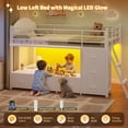 thumbnail image 3 of Low Loft Bed with 8 Storage Drawers and LED Lights, Twin Loft Bed Frame with Upholsterd Headboard, Safety Guardrail, Ladder and Under-Bed Play Area, White, 3 of 9