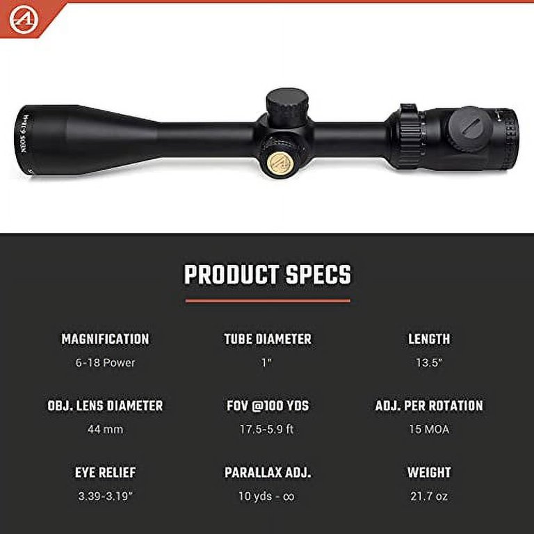 Athlon Optics Neos 6-18x44 SFP, Illuminated BDC 500 Reticle, Black