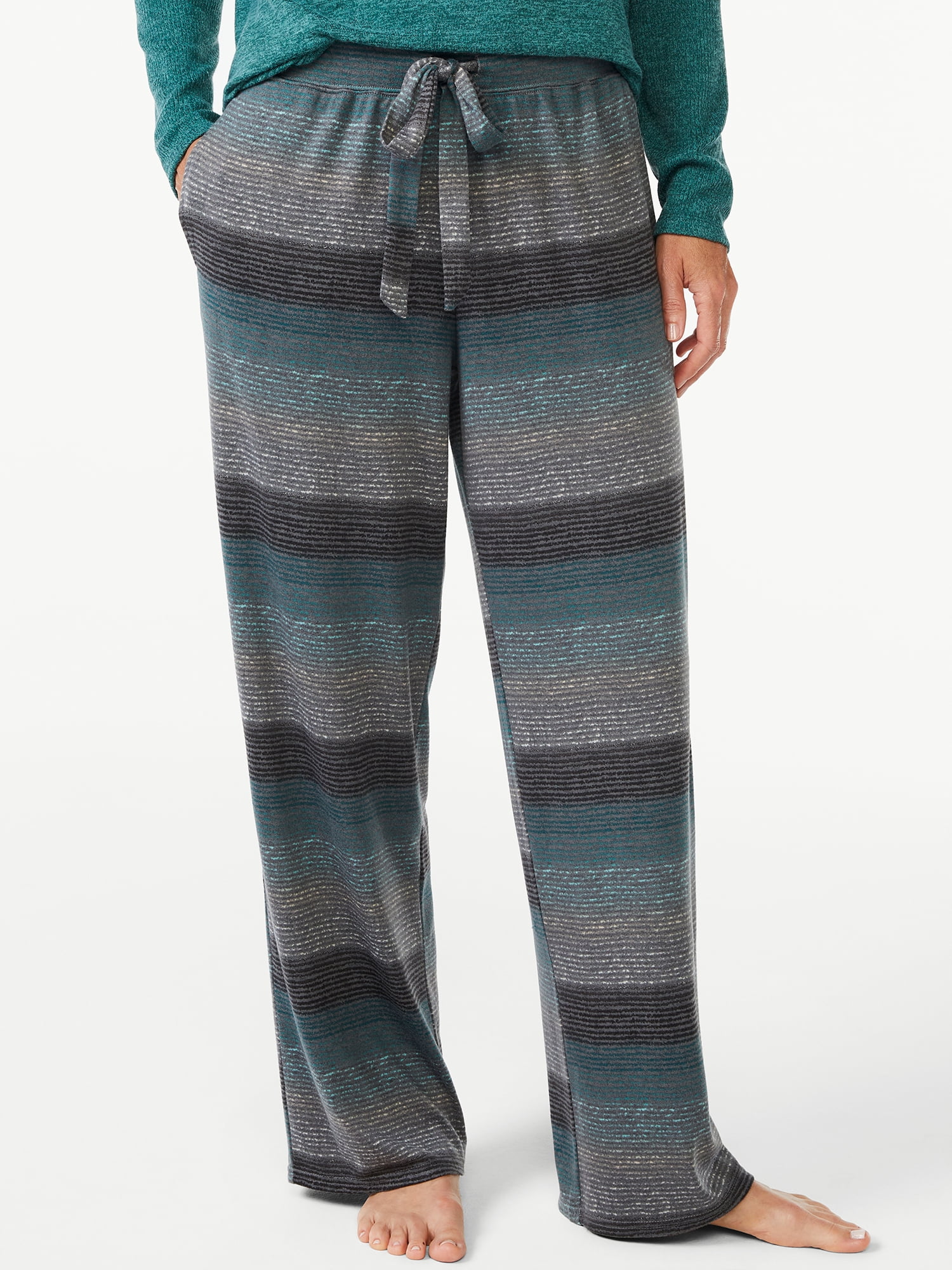 Joyspun Women's Hacci Knit Wide Leg Pajama Pants, Sizes S to 3X