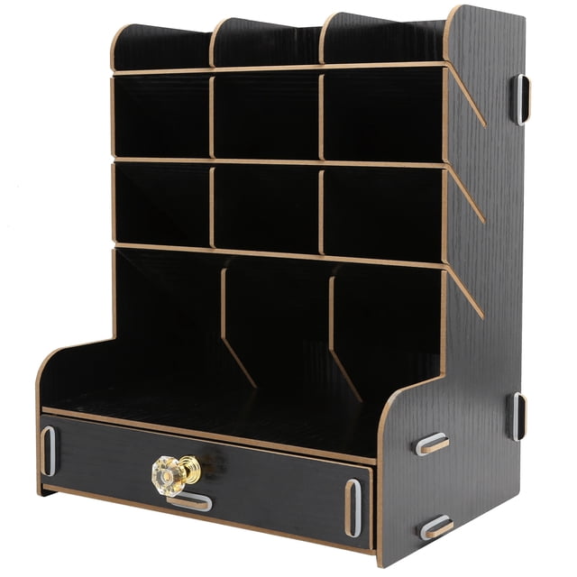 Estuche de almacenamiento de mesa, estantería de escritorio de madera, estante de escritorio multifunción, soporte para suministros de escritorio, diseño a prueba de futuro